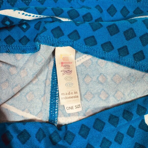 LuLaRoe Blue White Bows Black Diamonds RARE HTF Leggings One Size LLR New OS - Picture 3 of 6